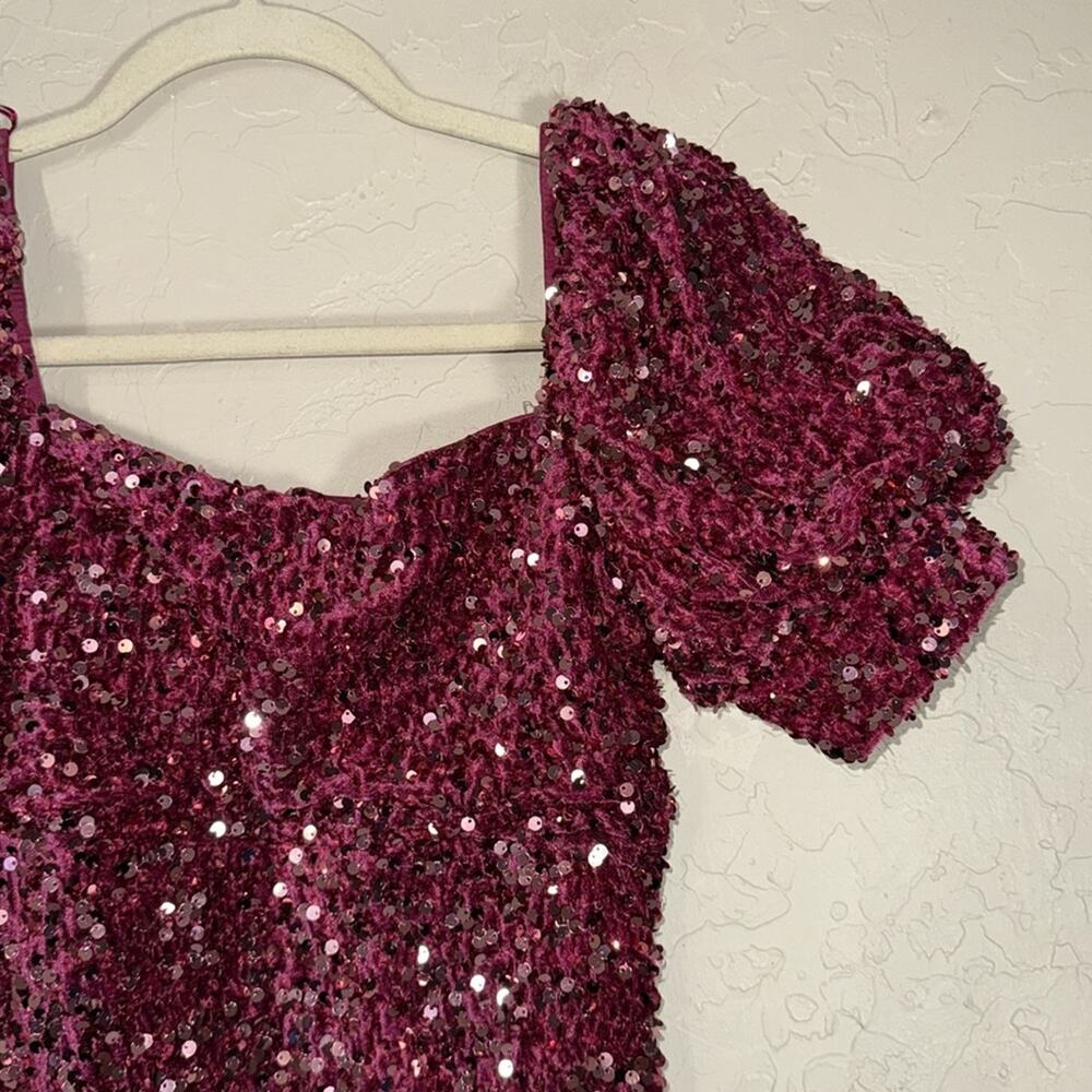 Altar’d state disco dress pink sequins puff sleeve mini party dress size small - Picture 3 of 9